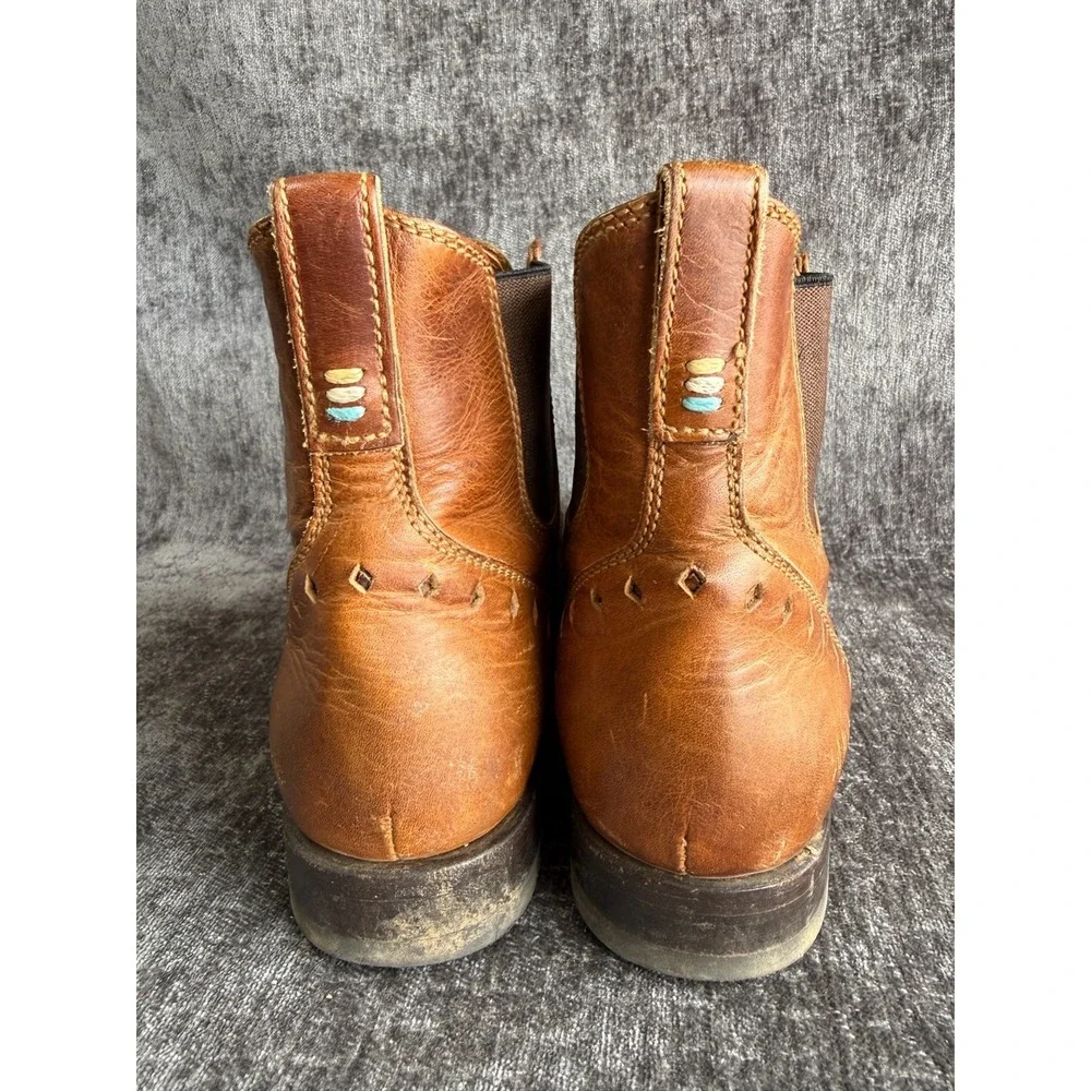 Mens Sz 8.5B Ariat Two24 Brown Leather Boots Lace Up Chelsea Elastic Side Panel